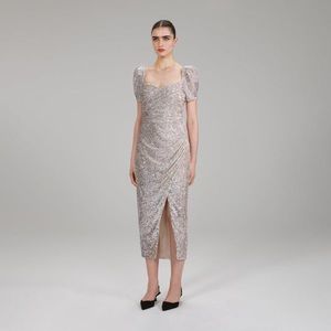 Self-Portrait silver sequin dress sz 6 NWT